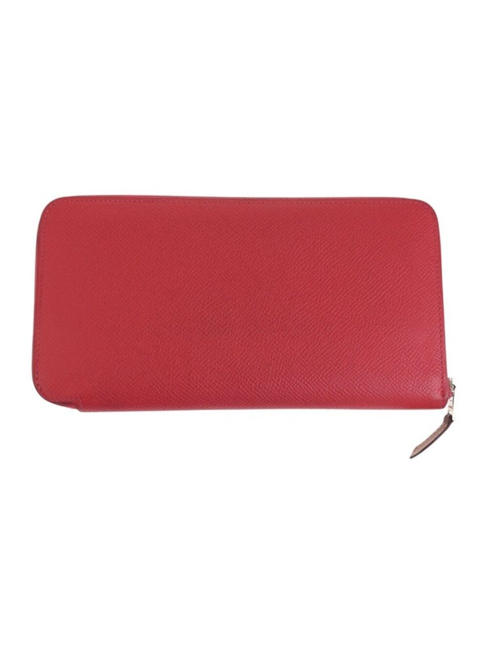 Hermes Azap Silk'in Rouge Red Silver Veau Epsom Wallet
